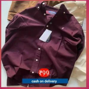 Men’s Solid Maroon Premium Cotton Shirt | Business-Class Formal Wear 2025 | Executive Investment-Grade Style